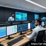 취약점 관리 프로그램 개선을 위한 피드백 - A modern cybersecurity operations center in São Paulo, Brazil, with a diverse team of IT professiona...