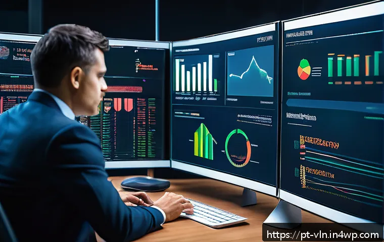 보안 취약점 우선순위 선정 기준 - A modern corporate office setting with a diverse team of cybersecurity professionals analyzing compl...